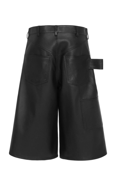 Shop Bottega Veneta Leather Shorts In Black