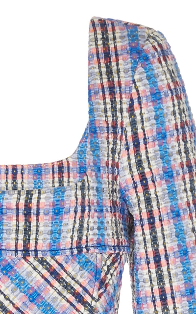 Shop Rosie Assoulin Women's Cropped Plaid Cotton-blend Top
