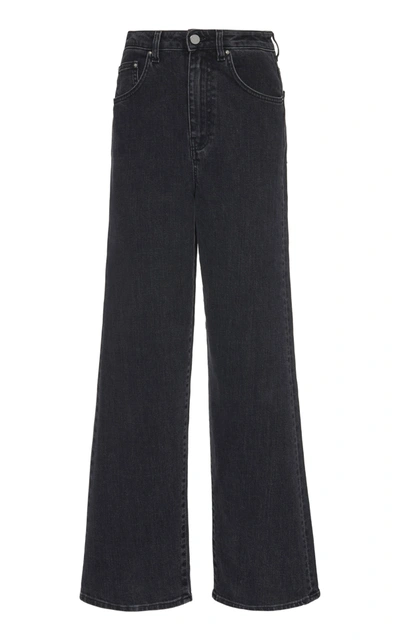 Shop Totême Flair Rigid High-rise Wide-leg Jeans In Grey