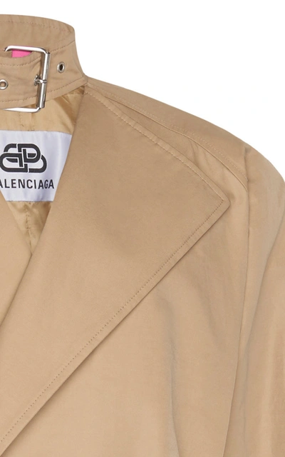 Shop Balenciaga Choker-detailed Cotton Cropped Trench Coat In Neutral