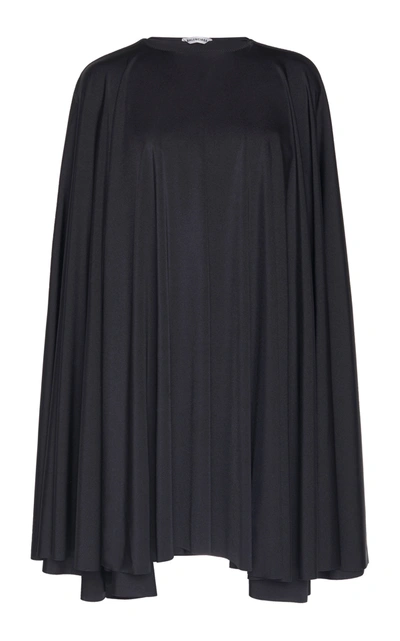 Shop Balenciaga Draped Jersey Mini Cape Dress In Black