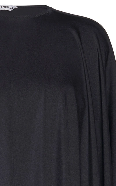 Shop Balenciaga Draped Jersey Mini Cape Dress In Black