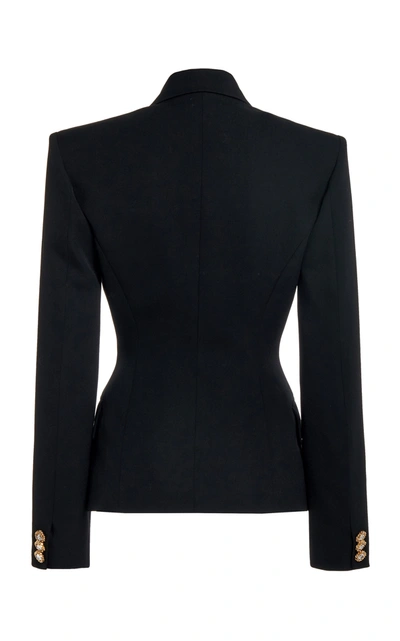 Shop Alessandra Rich Light Wool Double Breasted Jacket In Black