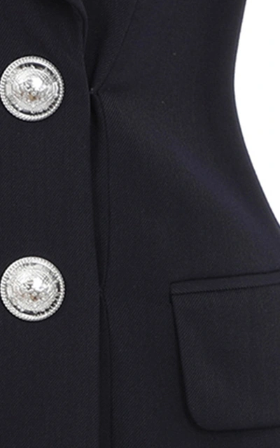 Shop Balmain Double-breasted Mini Blazer Dress In Black