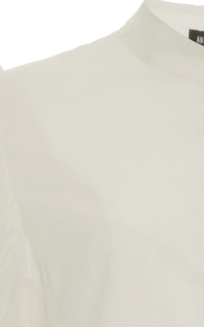 Shop Ann Demeulemeester Ruffle Sleeve Tie Shirt In White