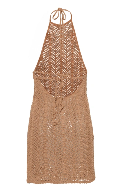 Shop Akoia Swim Women's Noelie Crocheted Cotton Halterneck Mini Dress In Neutral