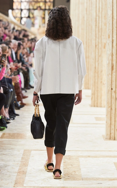 Miu Miu Embroidered Puffed-sleeve Cady Jacket In Neutral