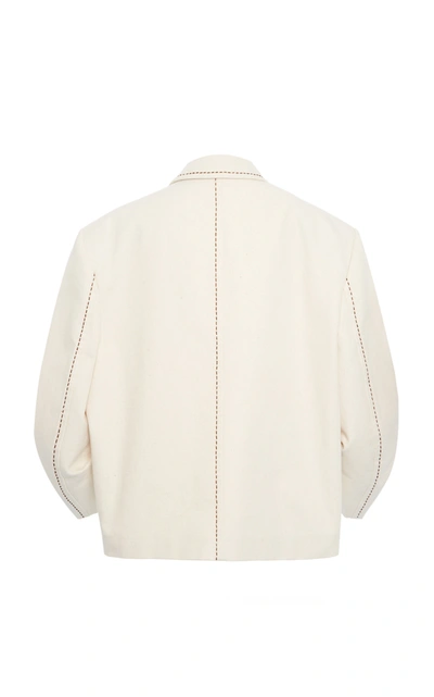 Miu Miu Embroidered Puffed-sleeve Cady Jacket In Neutral