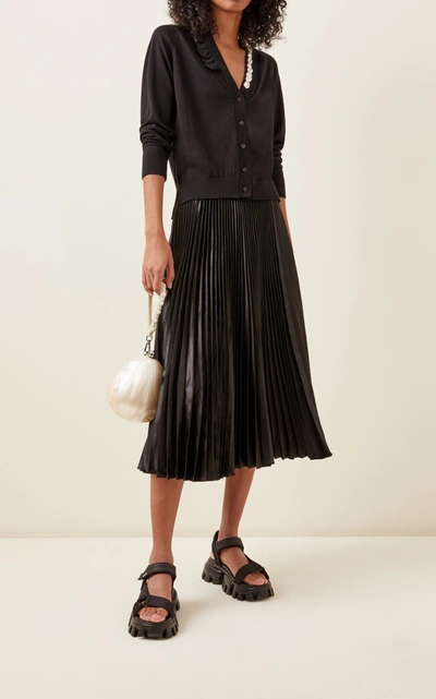 Shop Simone Rocha Embellished Wool-blend Cardigan In Black