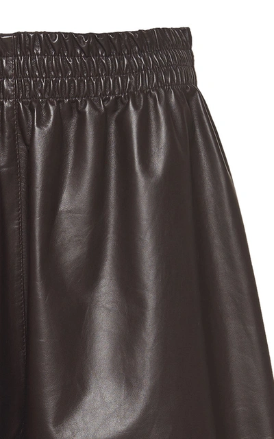Shop Bottega Veneta Long Leather Shorts In Brown