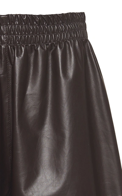 Bottega Veneta Long Leather Shorts In Brown