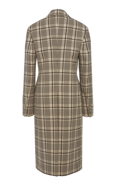 Shop Prada Double-breasted Checked Wool Coat In Plaid