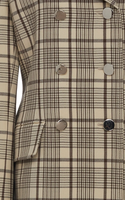 Shop Prada Double-breasted Checked Wool Coat In Plaid