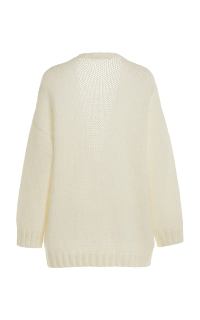 Shop Alessandra Rich Button-detailed Oversized Mohair-wool Cardigan In White
