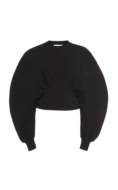 Bottega Veneta Stretch Wool Sweater With Oversize Sleeves In Black