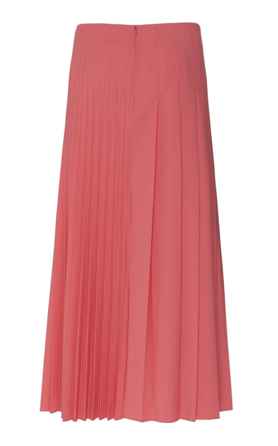 Shop Joseph Sallis Pleated Wool-blend Midi Skirt In Pink