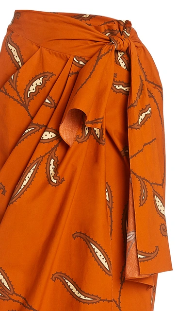 Shop Johanna Ortiz Copper Eco Warrior Cotton Wrap Skirt In Orange