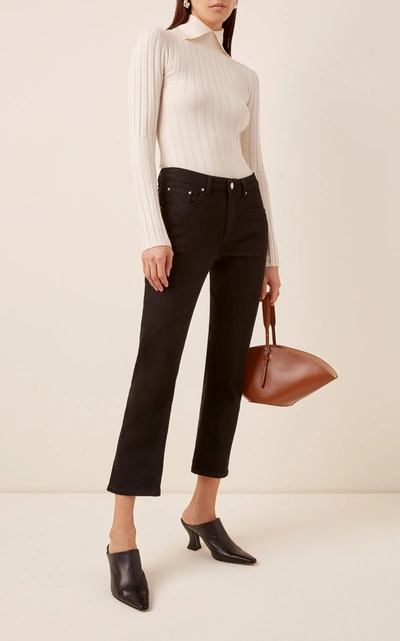 Shop Totême Rigid Mid-rise Straight-leg Jean In Black