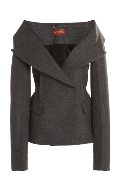Shop Altuzarra Darlene Mã©lange Wool-blend Blazer In Grey