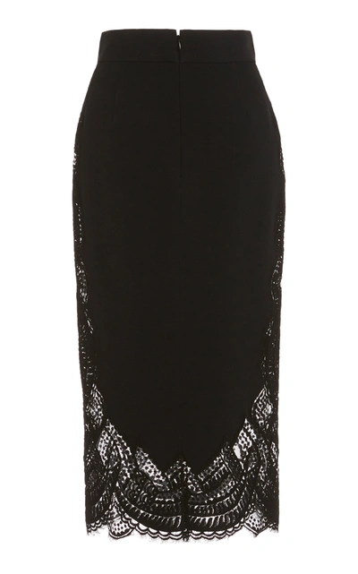 Shop Zuhair Murad Lace-detailed Crepe Pencil Skirt In Black