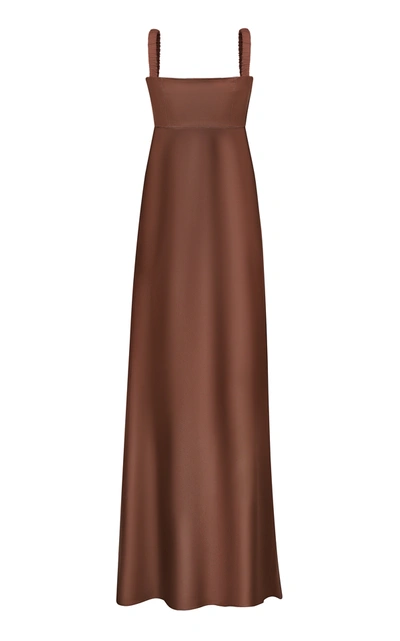 Shop Anna October Women's Bustier Satin Maxi Dress In Brown,white