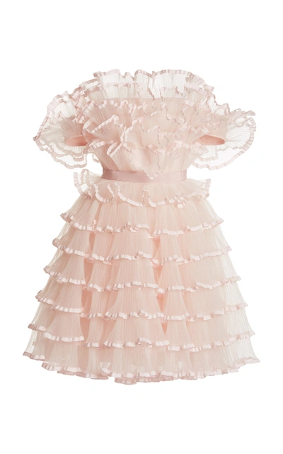 Shop Giambattista Valli Women's Ruffled Tulle Mini Dress In Pink