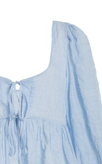 Shop Ciao Lucia Women's Benedetta Micro-striped Voile Blouse In Light Blue