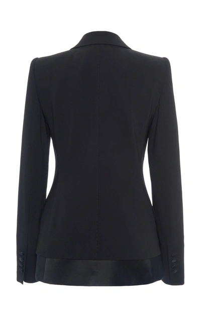 Shop Dolce & Gabbana Women's Satin-trimmed Wool-blend Blazer In Black
