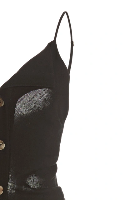 Shop Nanushka Paz Crepe Buttoned Midi Dress In Black
