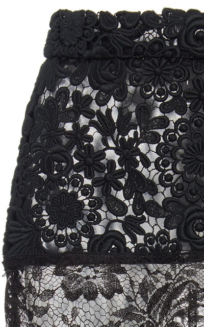 Shop Prada Women's Lace Midi Skirt In Black