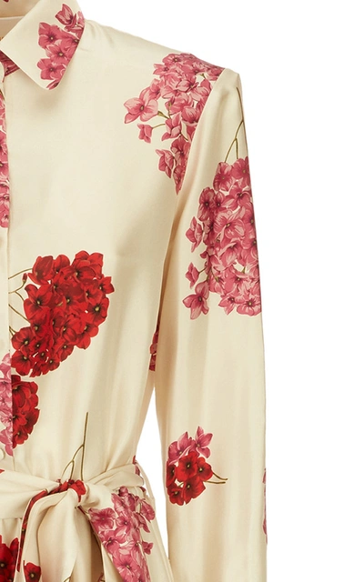 Shop La Doublej Bellini Tiered Floral-print Silk Maxi Dress In White
