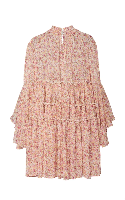 Shop Bytimo Floral-print Chiffon Baby Doll Dress In Pink