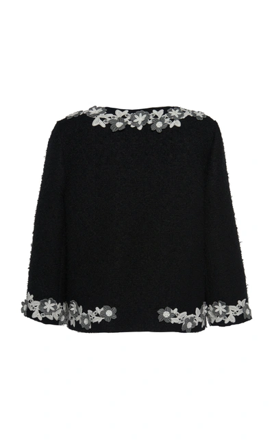 Shop Andrew Gn Floral Embroidered Jacket In Black