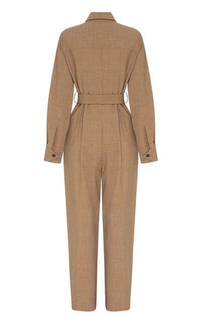 Shop Anna Quan Women's Coda Belted Wool-blend Jumpsuit In Brown
