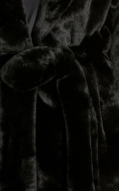 Shop Apparis Mona Belted Faux Fur Coat In Black