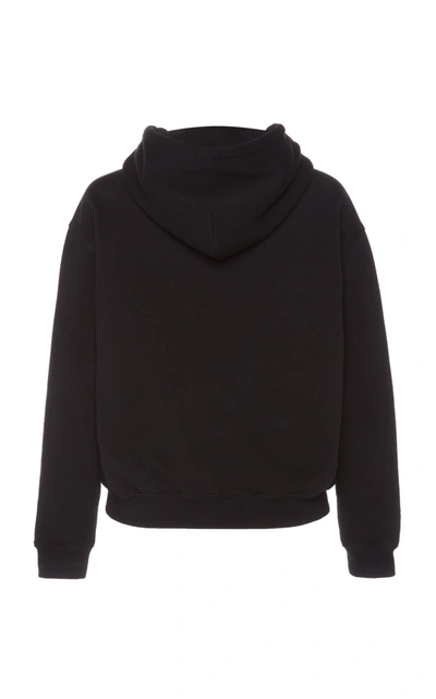 Shop Balenciaga Women's Club-print Fleece Hoodie In Black
