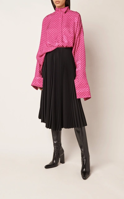 Shop Balenciaga Women's Plissã© Crepe Midi Skirt In Black