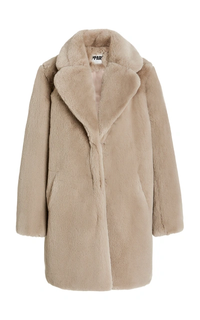 Shop Apparis Sasha Faux Fur Coat In Neutral