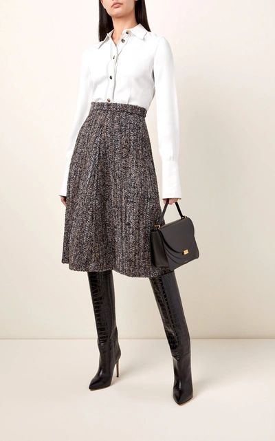 Shop Miu Miu Bouclã©-tweed Skirt In Grey