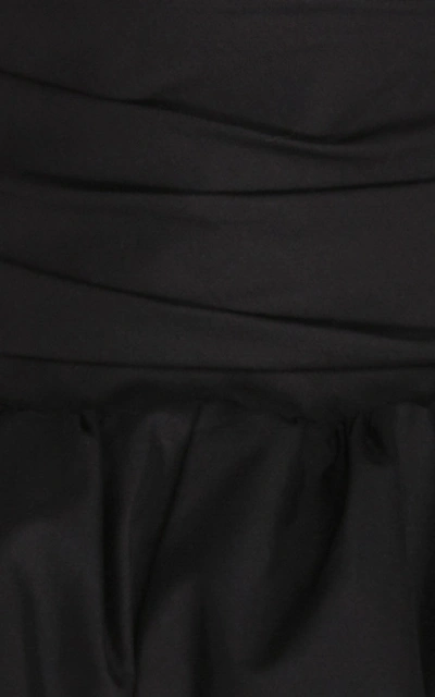 Shop Khaite Kimmy Strapless Peplum Cotton Top In Black
