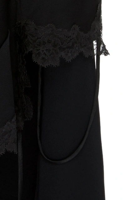 Shop Monse Asymmetric Lace Crepe Slip Dress In Black