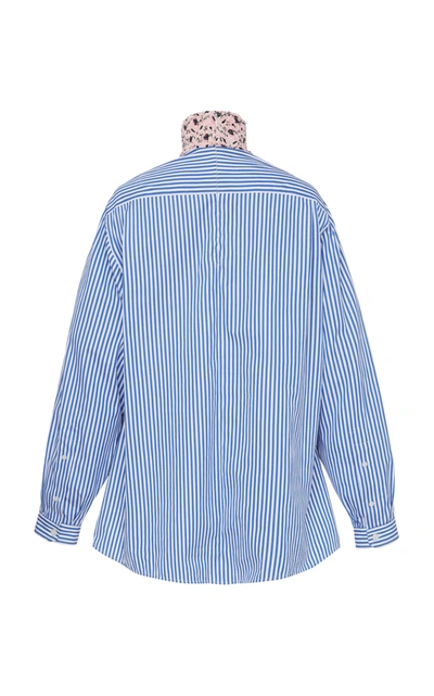 Prada Pleated Patchwork Mock-neck Blouse In Print
