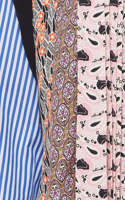 Prada Pleated Patchwork Mock-neck Blouse In Print