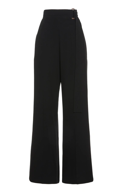 Shop Victoria Beckham Open-back Belted Cady Pants In Black