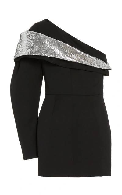Shop Isabel Marant Lidia One-shoulder Wool-crepe Dress In Black