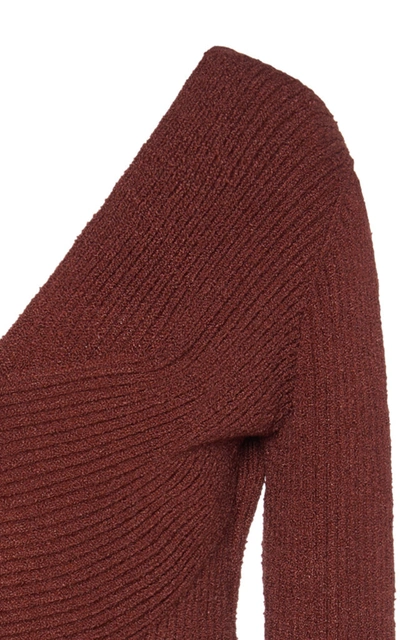 Shop Bottega Veneta Ribbed-knit Mini Dress In Brown