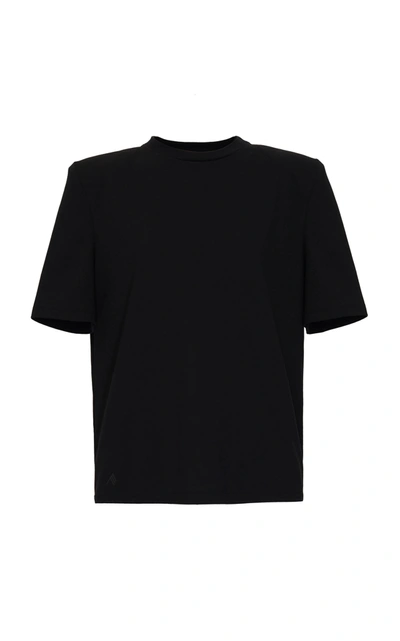 Shop Attico Women's Padded-shoulder Jersey T-shirt In White,black