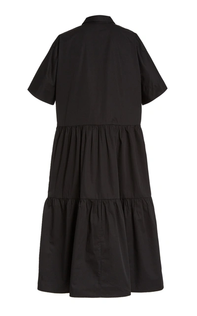 Shop Co Women's Tiered Tton Poplin Midi Shirt Dress In White,black
