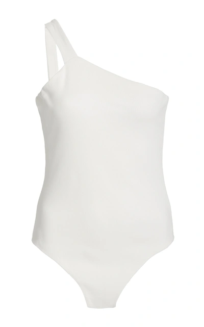 Shop Gauge81 Women's Rochelle Ribbed-knit Cotton One-shoulder Bodysuit In White