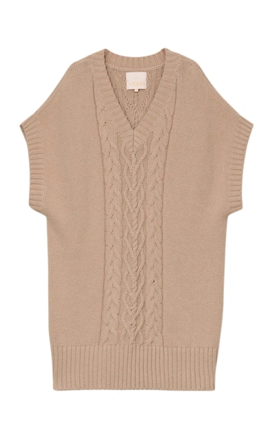 Shop Bytimo Cable-knit Cotton Mini Dress In Brown